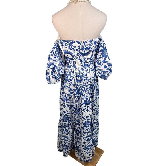 NEW Borgo de Nor Julia Cotton Dress Venezia blue size US 8 / UK 12 - Picture 11 of 16